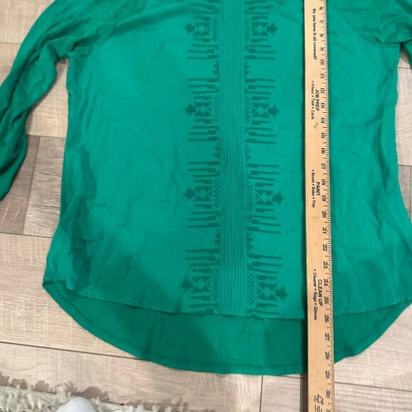 CHICOS SIZE 2 MEDIUM GREEN LIGHTWEIGHT BLOUSE SHIRT - Picture 4 of 9